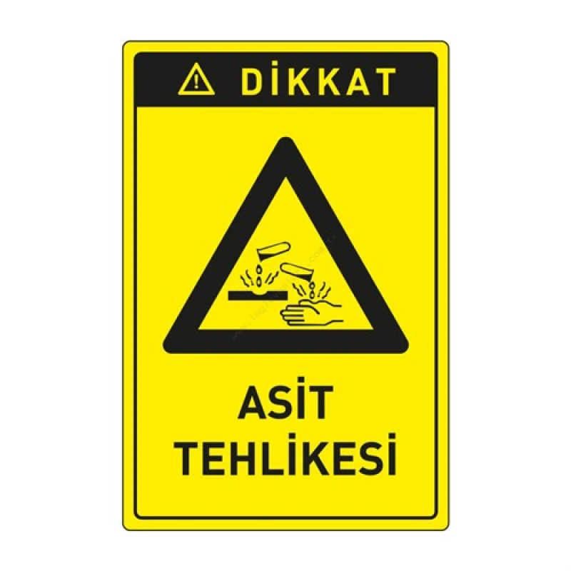 Dikkat Asit Tehlikesi Levhası