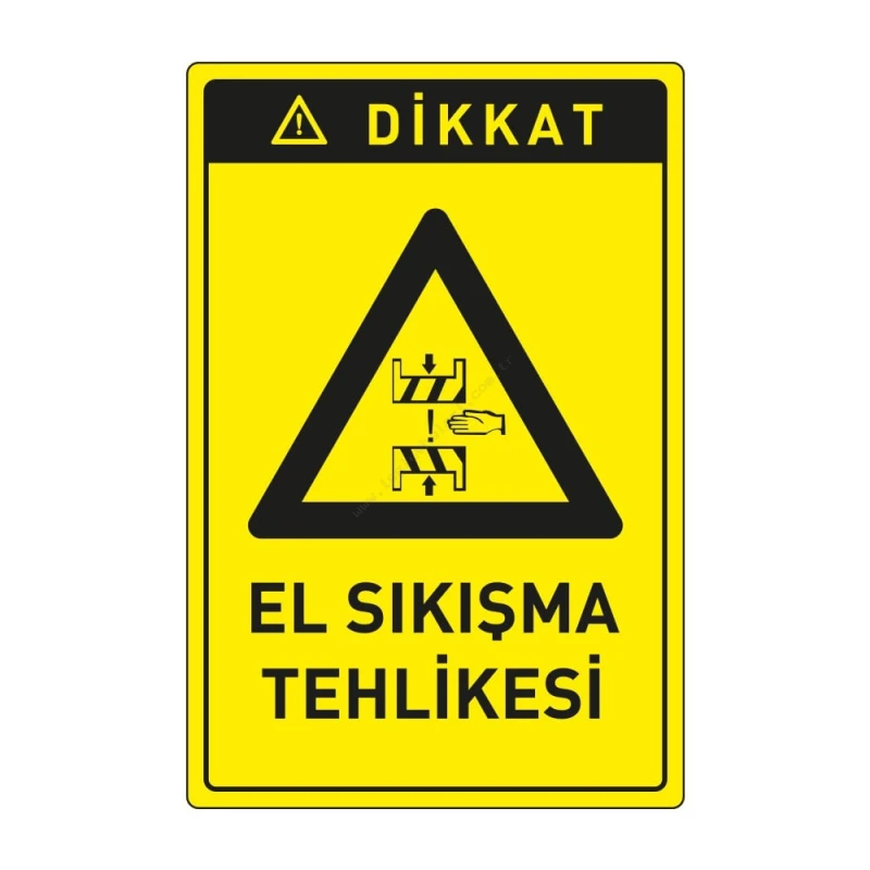 Dikkat El Sıkışma Tehlikesi Levhası