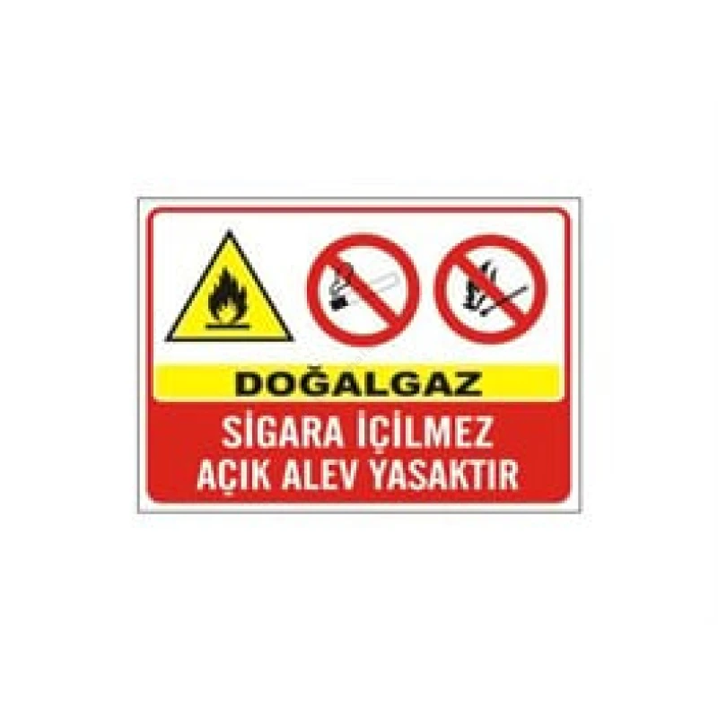 Doğalgaz Sigara İçilmez Açık Alev Yasaktır Levhası