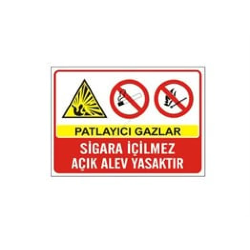 Patlayıcı Gazlar Sigara İçilmez Açık Alev Yasaktır Levhası