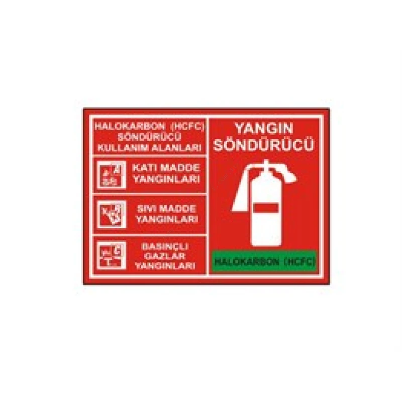 Yangın Söndürücü Halokarbon Kullanım Alanları Levhası
