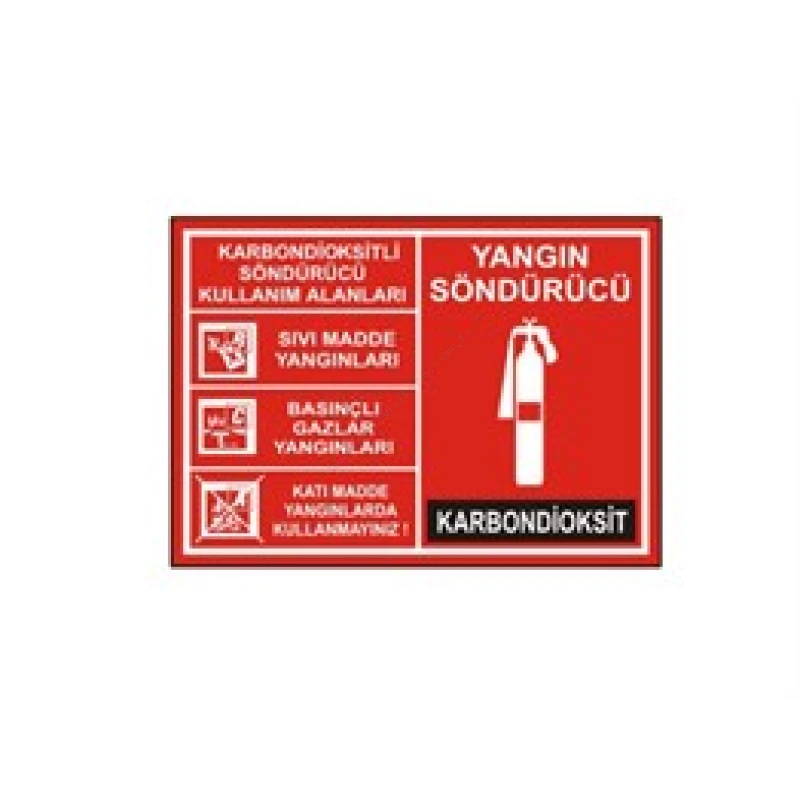 Yangın Söndürücü Karbondioksitli Kullanım Alanları Levhası