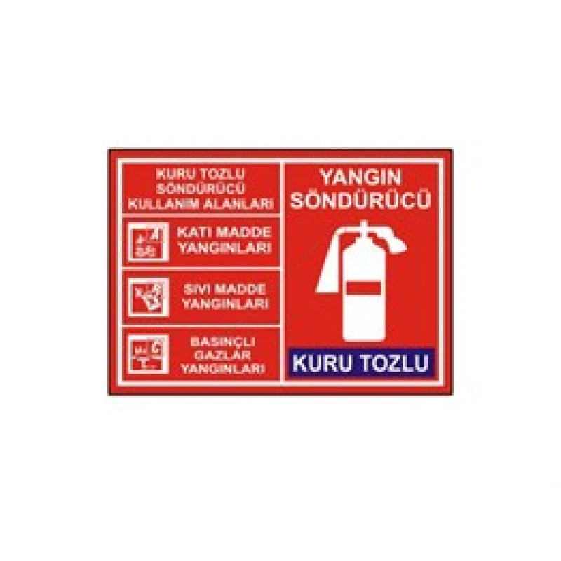 Yangın Söndürücü Kuru Tozlu Kullanım Alanları Levhası