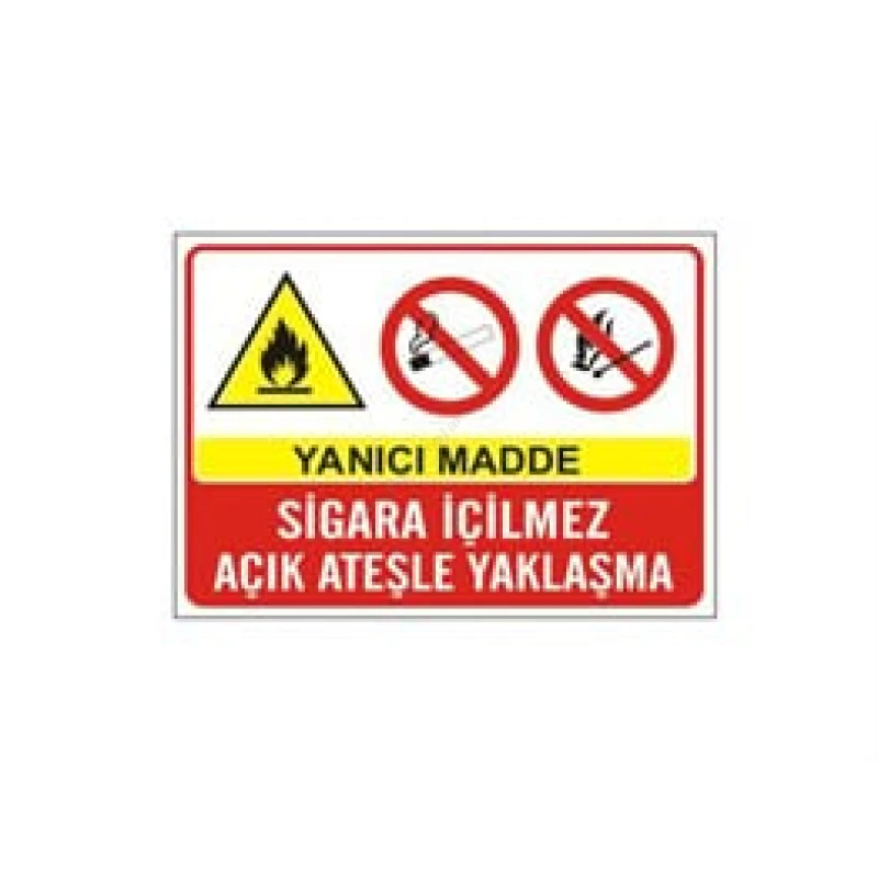 Yanıcı Madde Sigara İçilmez Açık Alev Yasaktır Levhası